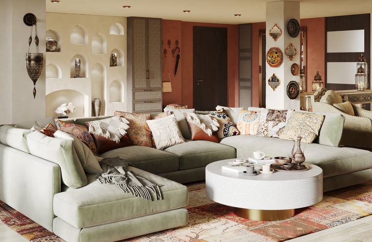 Moroccan Apartment — living & dining room