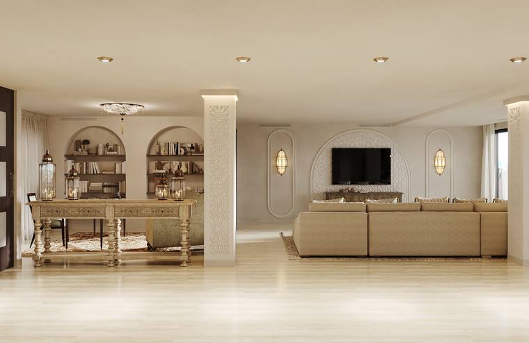 Moroccan Apartment — living & dining room