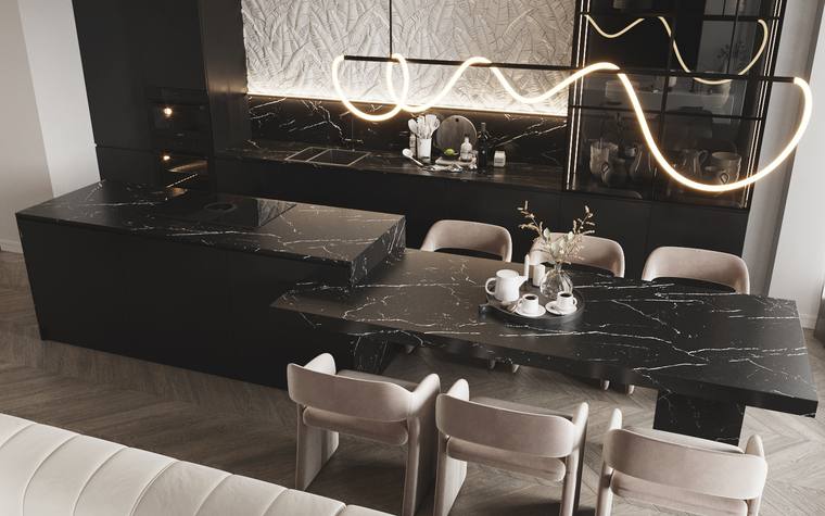 Madrid Apartment — living room & kitchen
