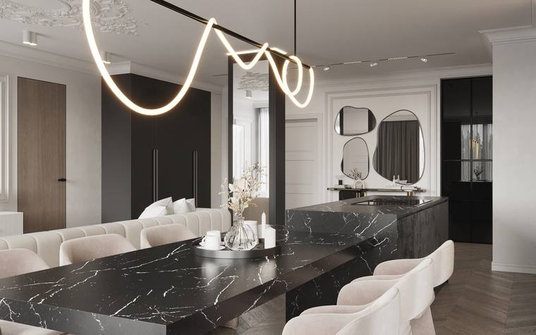 Madrid Apartment — living room & kitchen