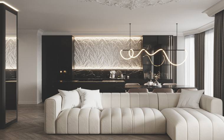 Madrid Apartment — living room & kitchen
