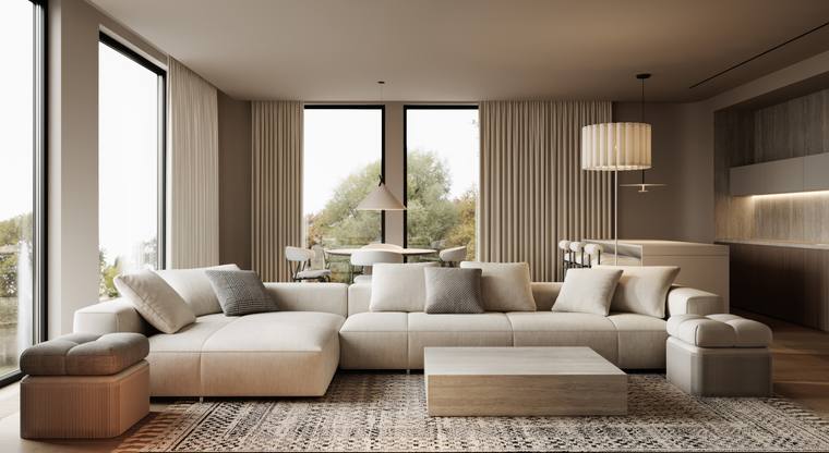 Japanese-Inspired Apartment — living & dining room