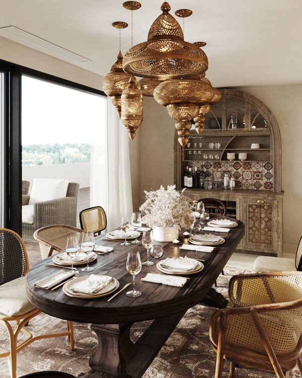 Moroccan Apartment — living & dining room